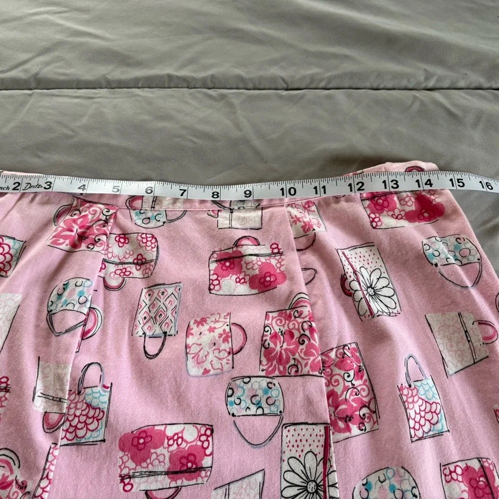 Dress Barn A-line Pink Women's Skirt with a handbag print size 10